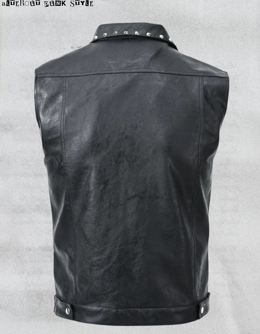 Punkowa Ćwiekowana Kurtka bez ramion