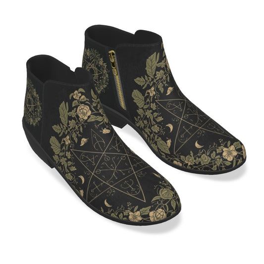 Wiccańskie Botki z Ekozamszu Herbal Witch – Botanic Moon Magic | Alt Fashion Vegan Shoes