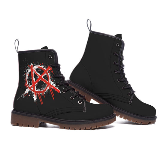 Punk Combat Boots | Anarchy Stomp Graffiti Rebel Design | Vegan Leather