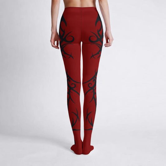 Damskie Gotyckie Rajstopy Nylonowe Czerwone - Vampire Gothic Tights