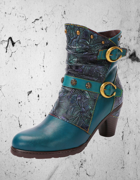 Buty Gotyckie Czarodziejki Wicca | Magical Emerald Wisdom Boots