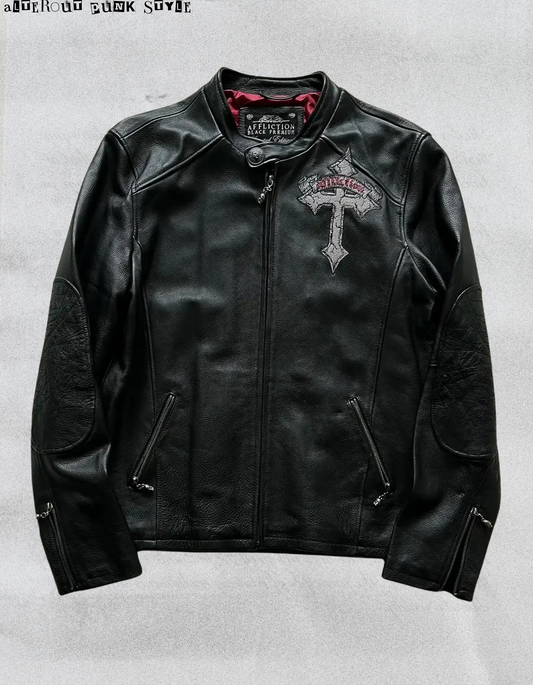 Skórzana Kurtka Punkowa Skull&Cross Rebel