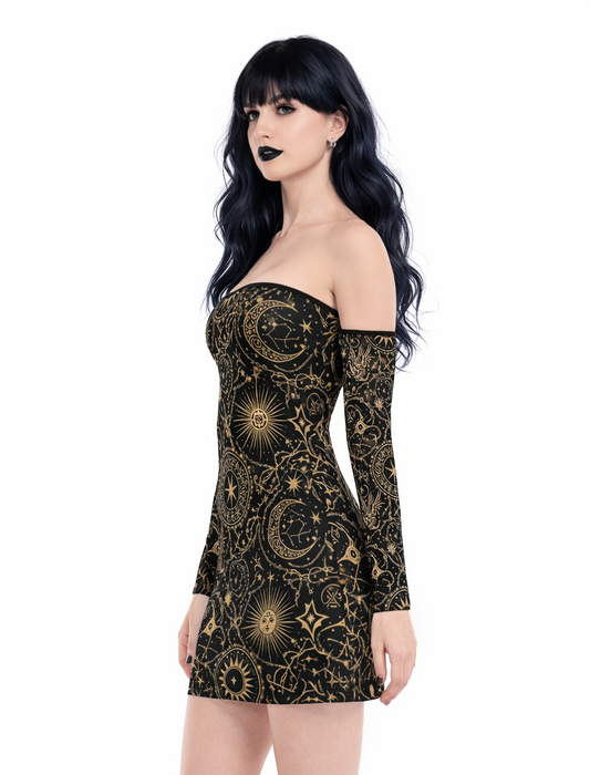 Celestial Pattern of Destiny Gothic Mini Dress