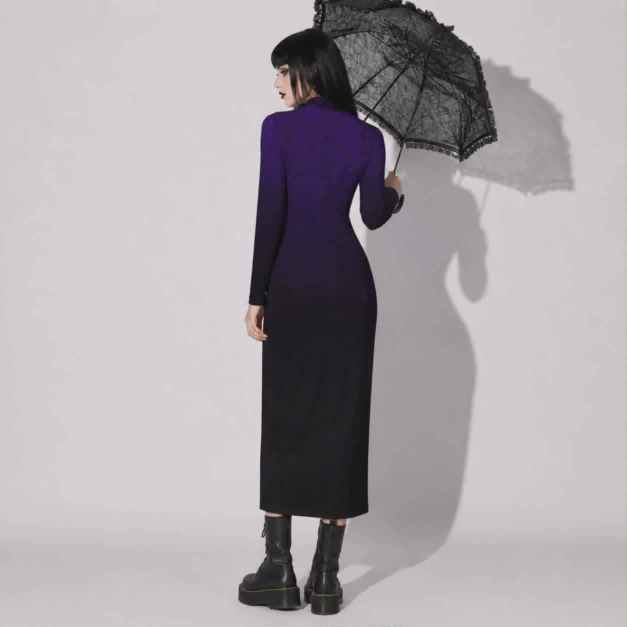 Noctivora Eclipse | Black Purple Gothic Vampire Dress