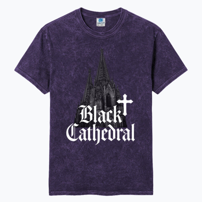Gotycka Koszulka Vintage Mineral Wash | Black Cathedral Shadow I | 100% Bawełna