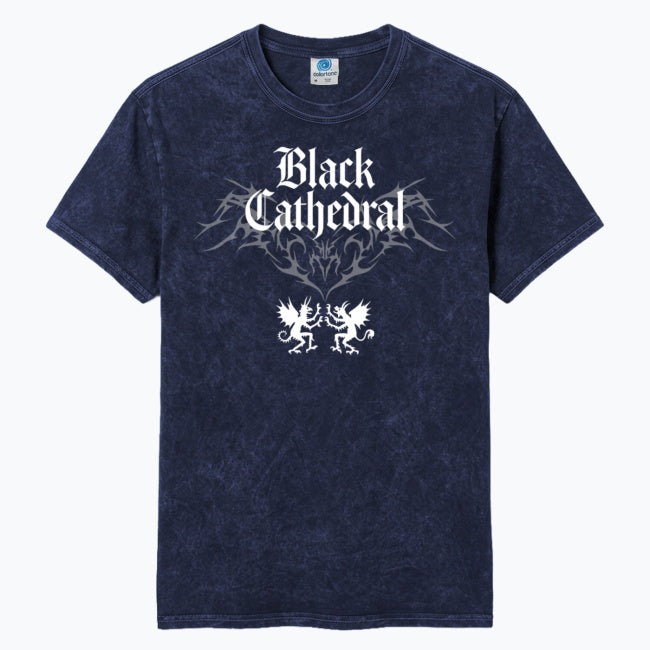 Gotycka Koszulka Vintage Washed | Black Cathedral Devil Crest | Gothic Darkwear T-Shirt 100% Bawełna