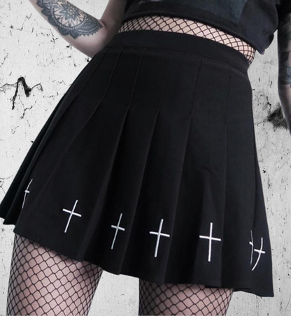 Gotycka Spódnica z haftowanymi krzyżami