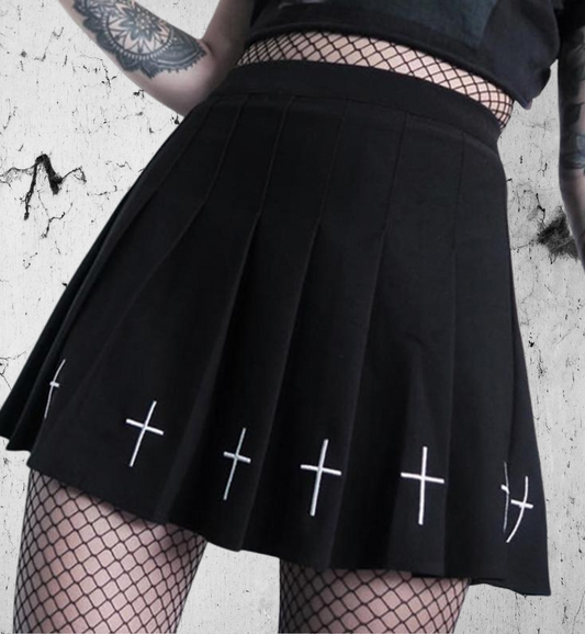 Gotycka Spódnica z haftowanymi krzyżami