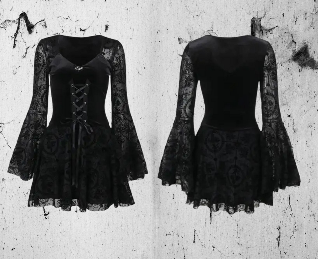 Gotycka Sukienka Mini Black Veil Makabre Dance | Victorian Gothic