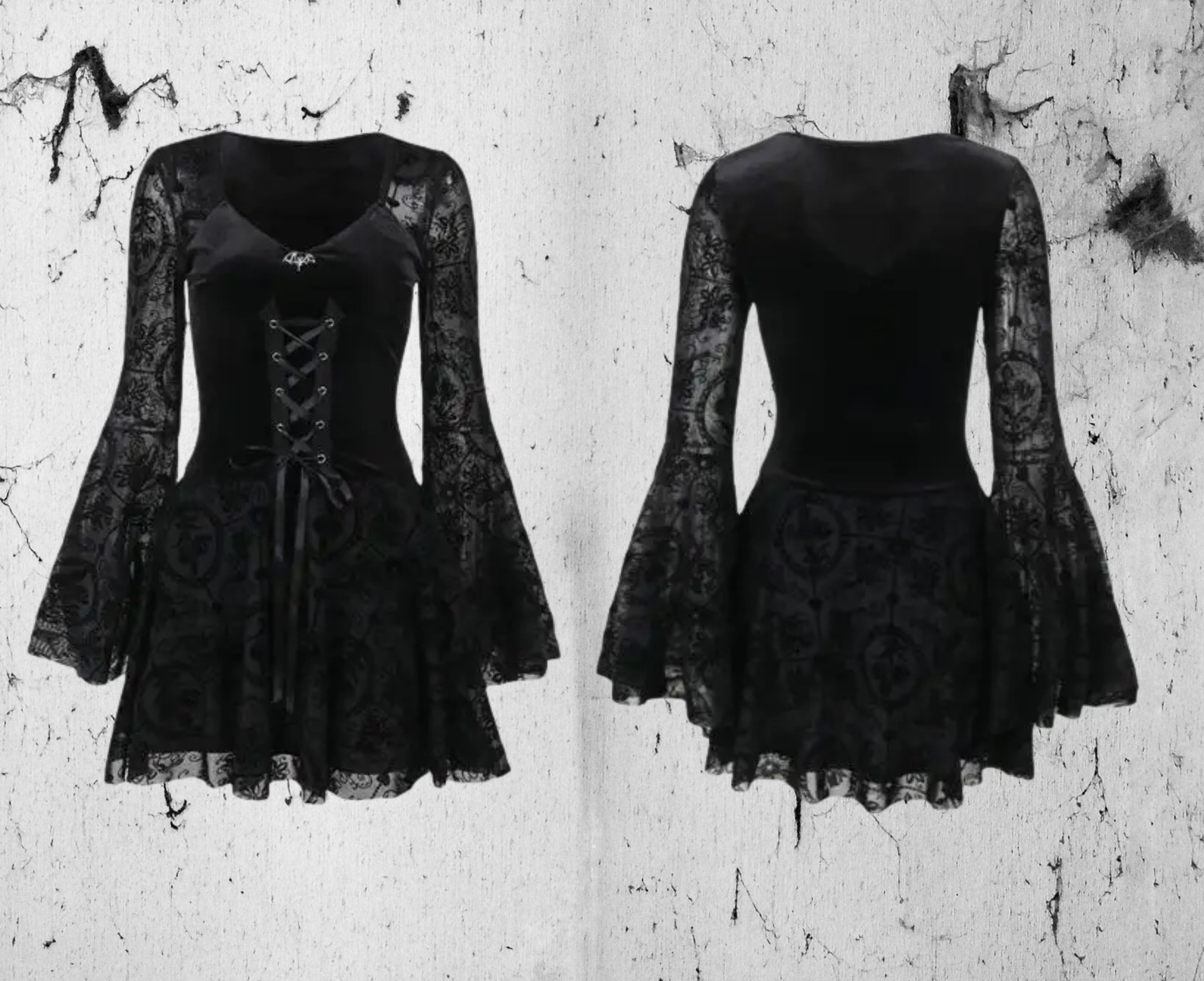 Gotycka Sukienka Mini Black Veil Makabre Dance | Victorian Gothic