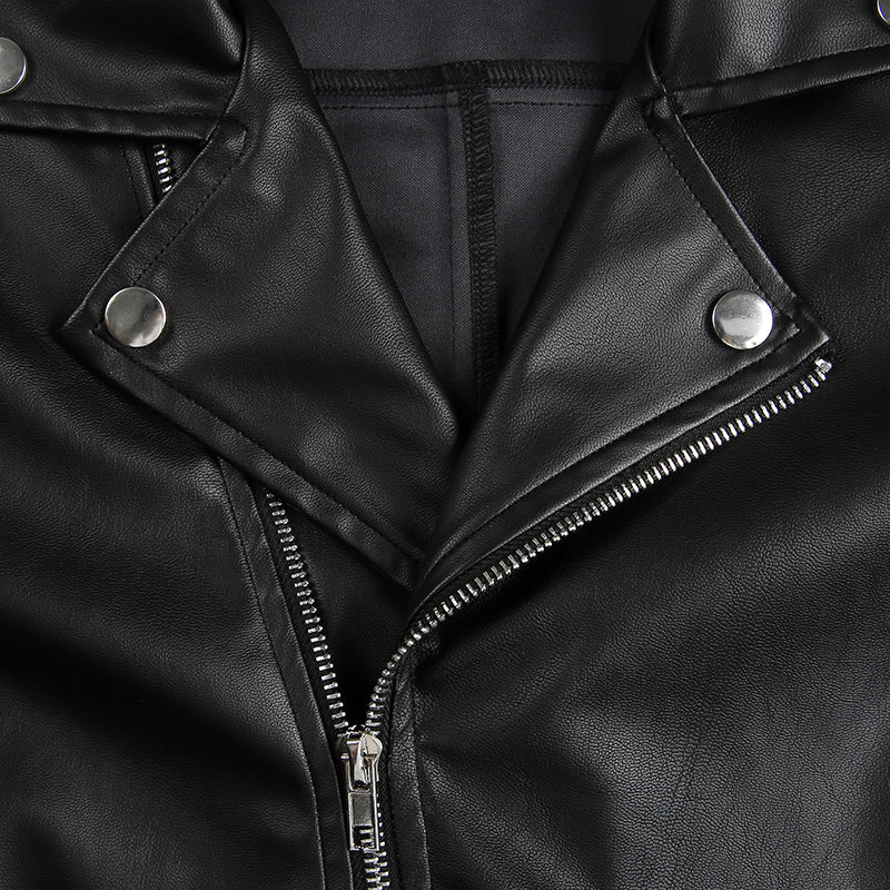 Basic Metal Armor Heavy Metal Women's Crop Leather Jacket