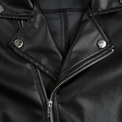 Basic Metal Armor Heavy Metal Women's Crop Leather Jacket