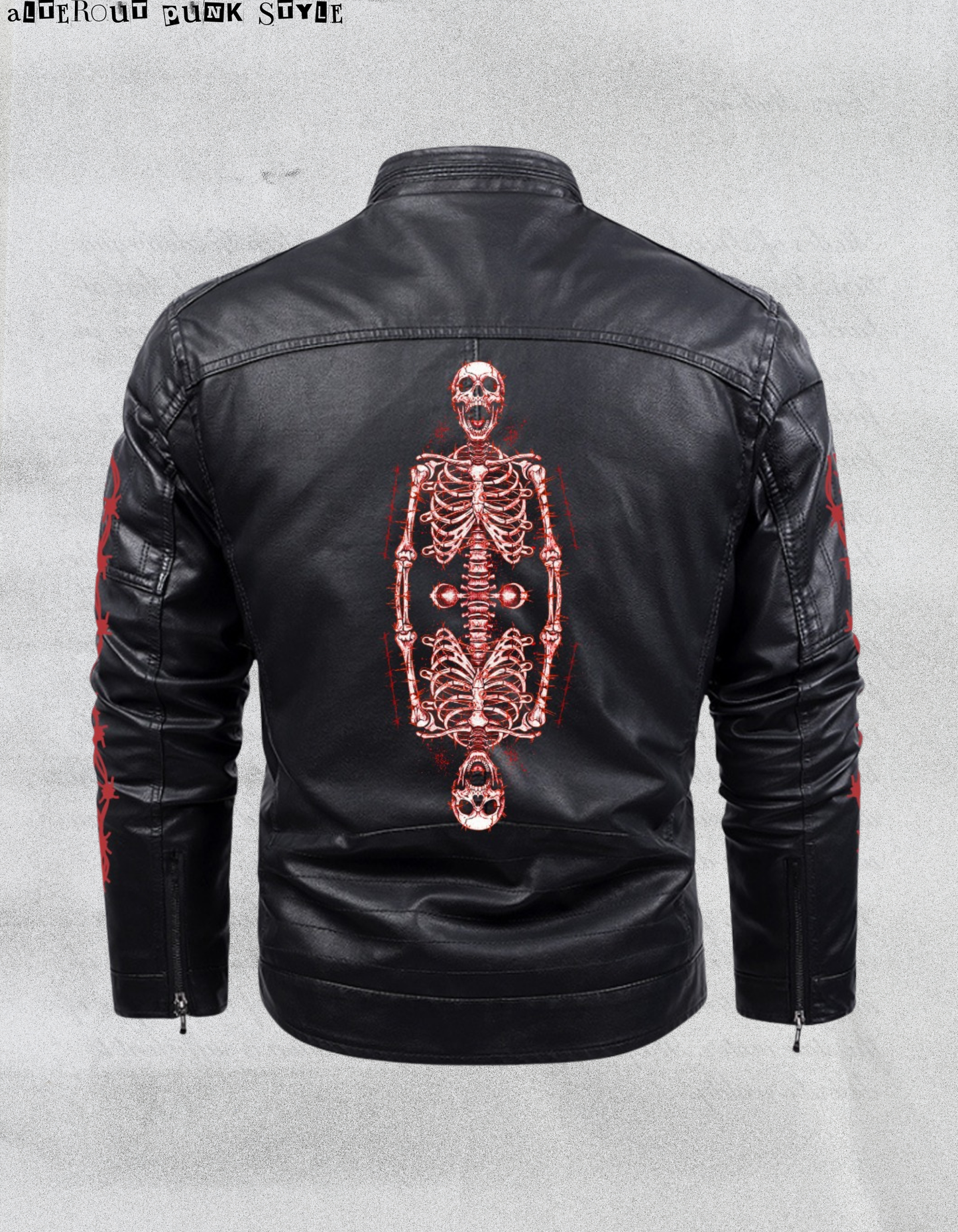 Punk Leather Jacket "Industrial Raw Skeleton"