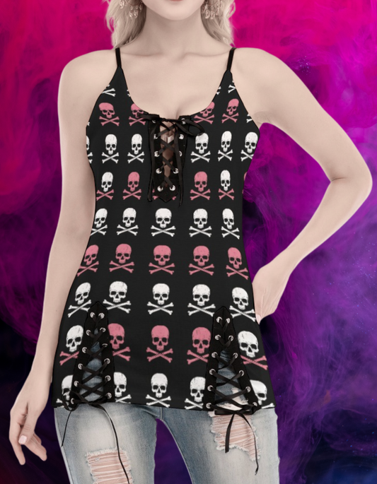 Punkowy kombinezon Pink&White Skulls