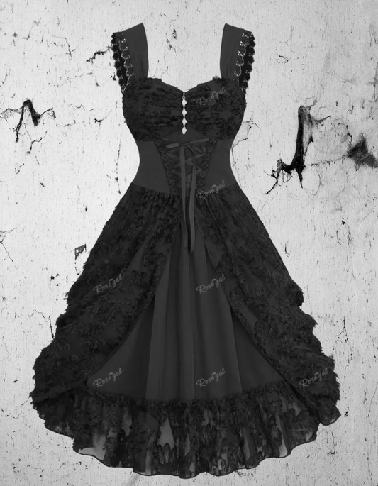 Sukienka gotycka gorsetowa z falbanami