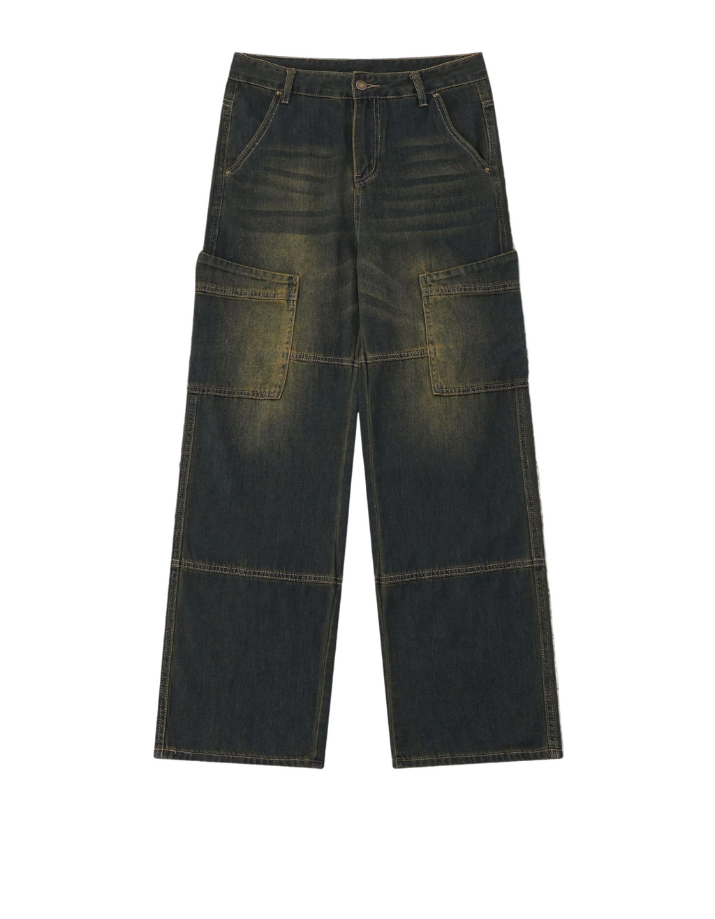 Jeansy Grunge w stylu retro z przetarciem