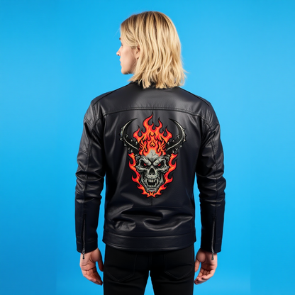 Plus Fleece Decorative Zipper Leather Jacket (DTF)