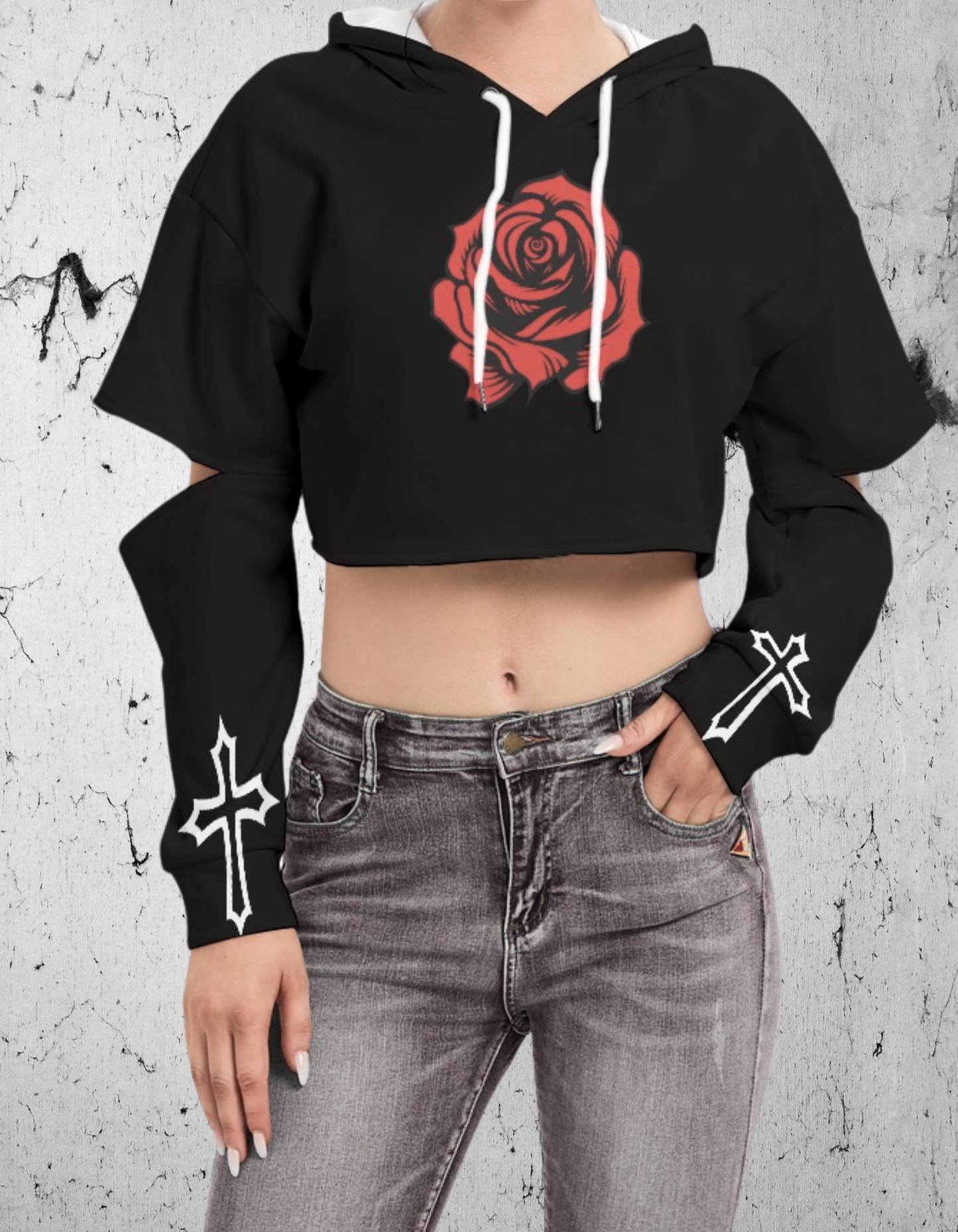 Gotycka Bluza Typu Crop Abyssal Rose