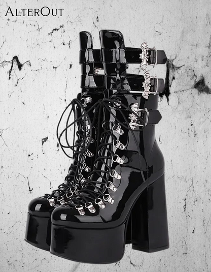 Gotyckie Botki na platformie Dark Trace Gothic Boots