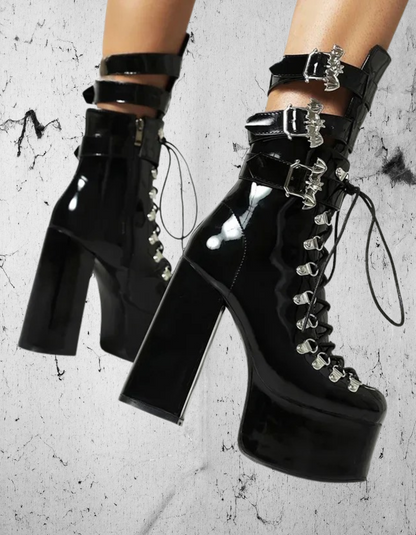 Gotyckie Botki na platformie Dark Trace Gothic Boots