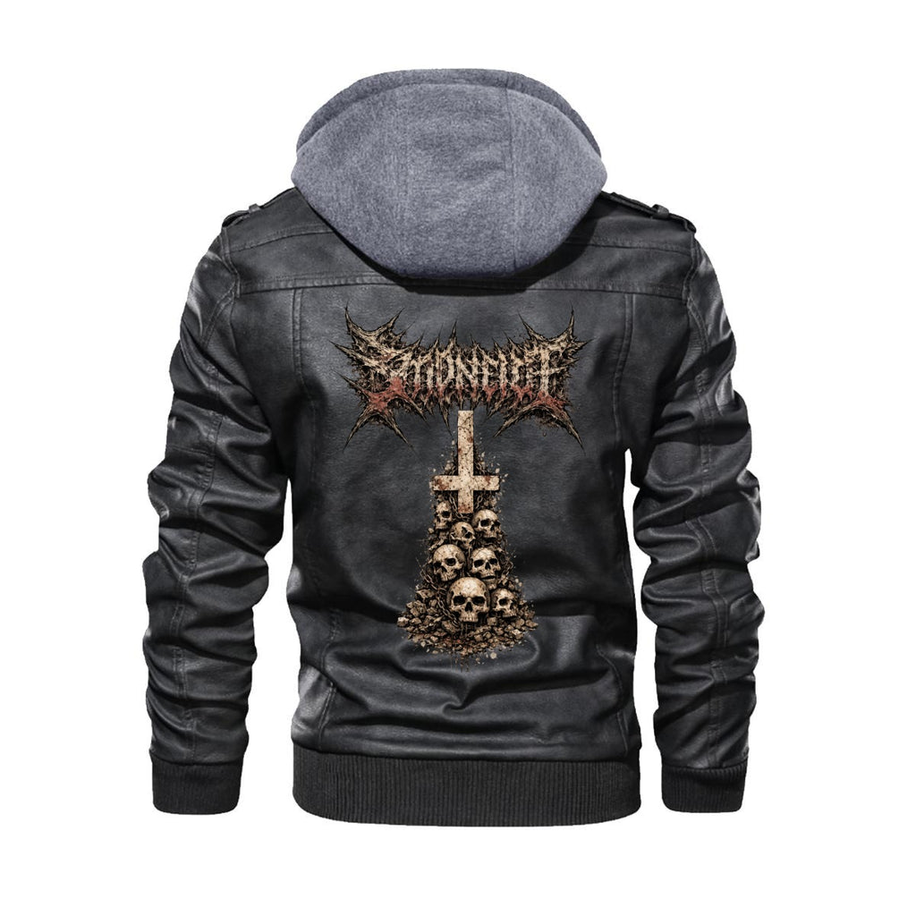 Death Metalowa Kurtka Skórzana Hoodie(PU)- A Decayed Barrow