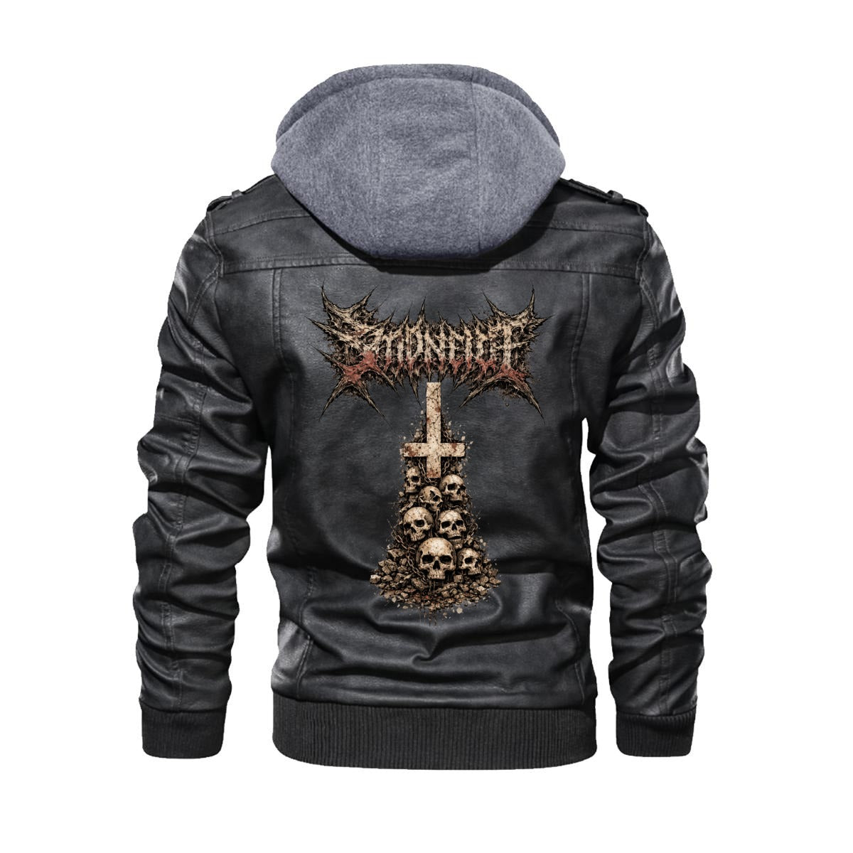 Death Metalowa Kurtka Skórzana Hoodie(PU)- A Decayed Barrow