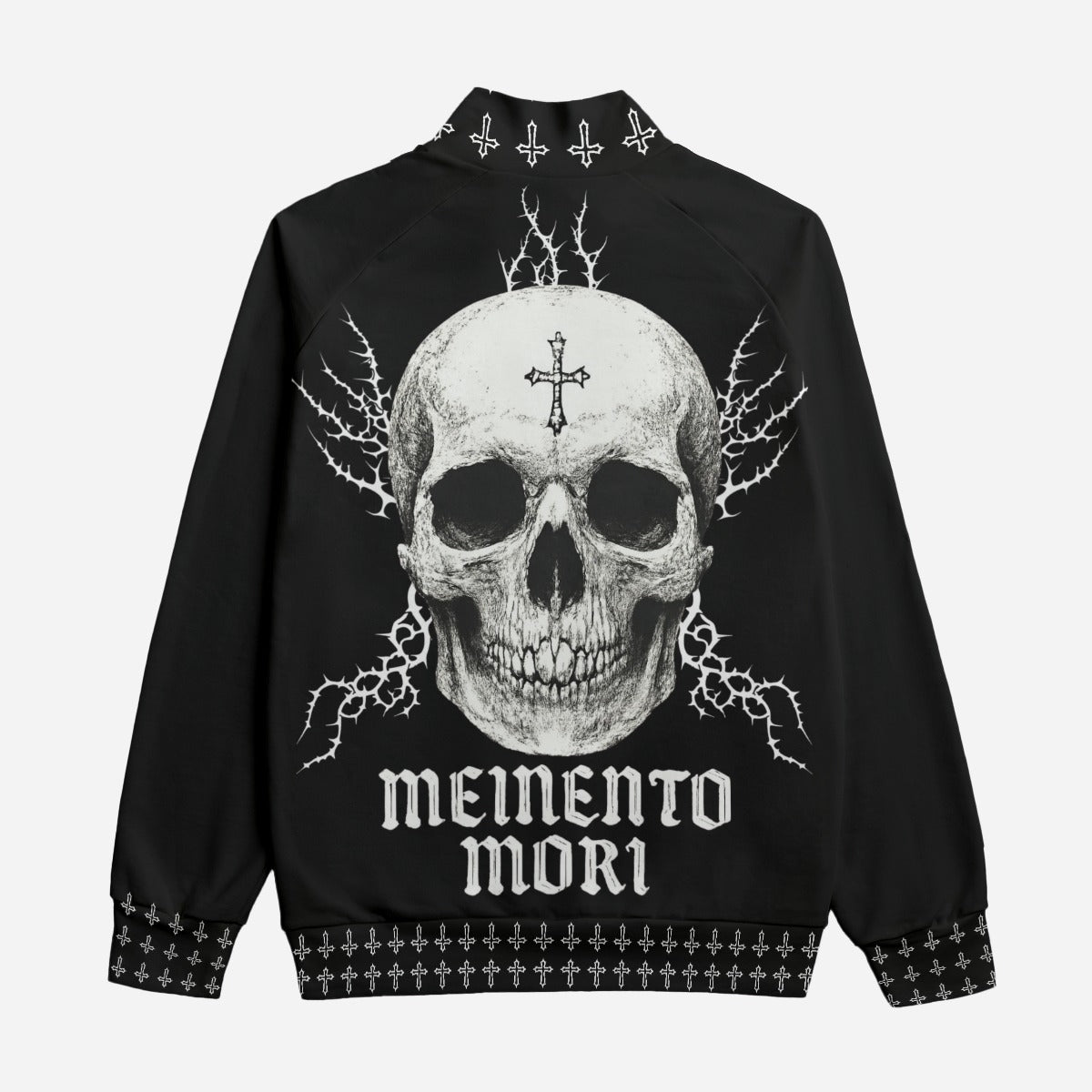 Gotycka Kurtka Bomber Darkwear Premium | Black Cathedral II – Pain Skull Legacy | 100% Bawełna 310 GSM