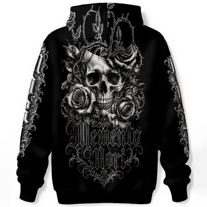 gothic hoodie memento mori back view skull design victorian gothic isolated