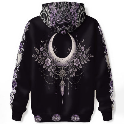 Bawełniana Bluza 310g Mystic Familiar – Wiccański Kot i Księżyc | Heavyweight Witchcraft Hoodie