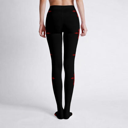 Women's Gothic Nylon Tights | Dark Blood Crusader Cross
