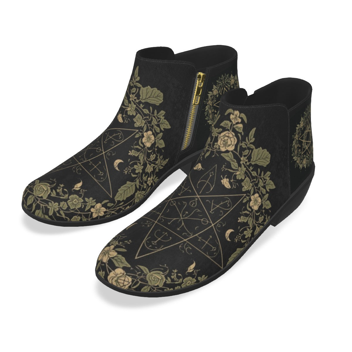 Wiccańskie Botki z Ekozamszu Herbal Witch – Botanic Moon Magic | Alt Fashion Vegan Shoes