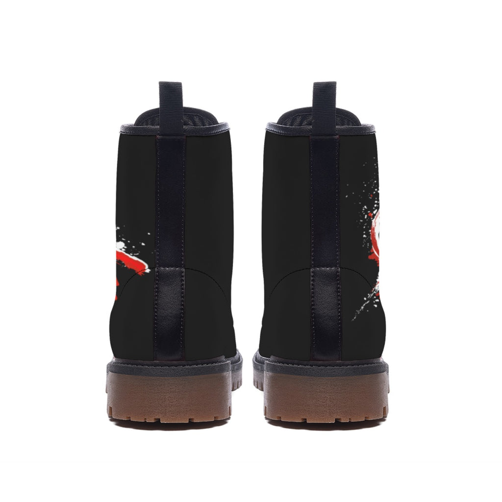 Punkowe Buty Anarchy Stomp – Graffiti Rebel Design | Czarne Combat Boots | Vegan Leather