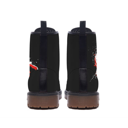 Punk Combat Boots | Anarchy Stomp Graffiti Rebel Design | Vegan Leather