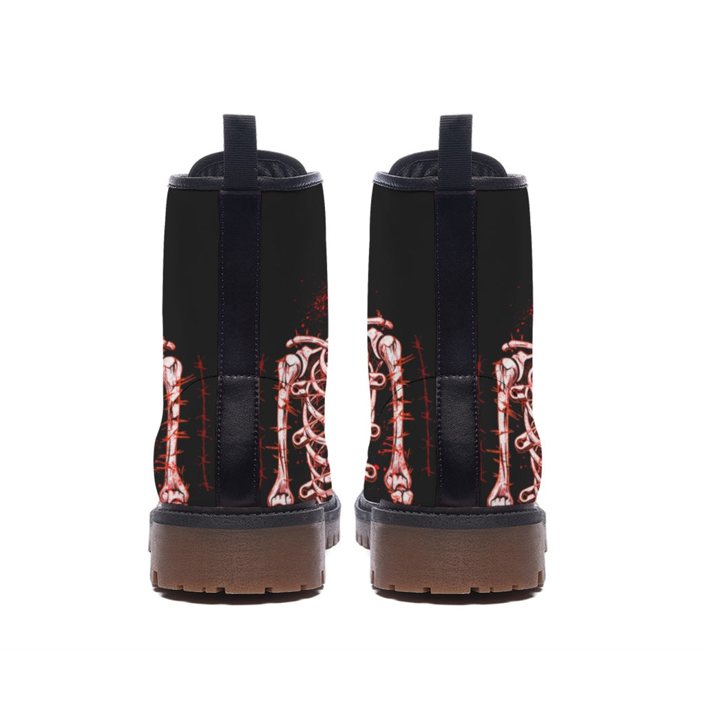 Punkowe Buty Damskie  Screaming Skeleton Combat | Horror Punk Aesthetic | Vegan Leather