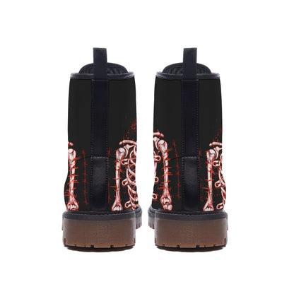 Punk Womens Screaming Skeleton Combat Boots | Horror Punk Aesthetic | Vegan Leather