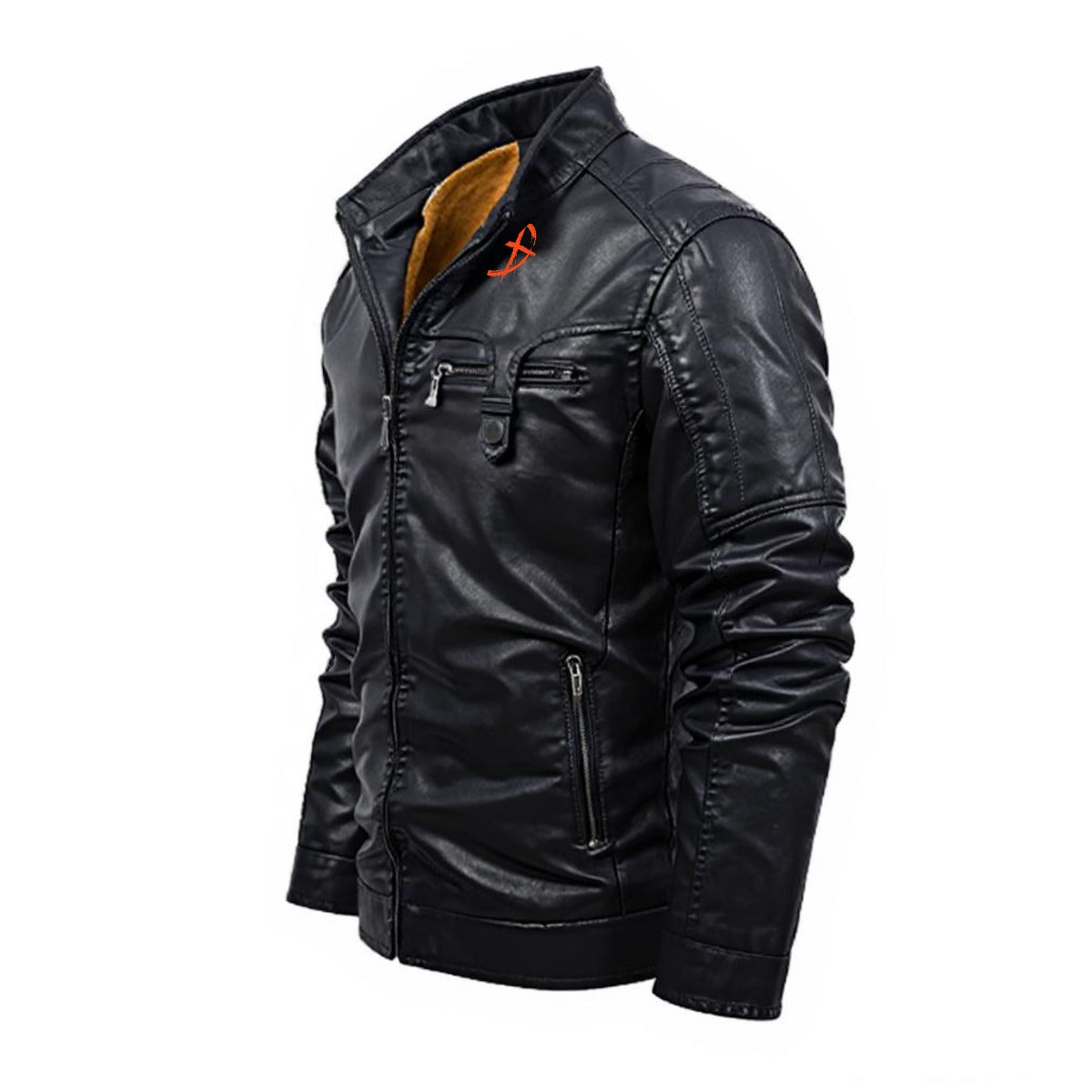 Plus Fleece Decorative Zipper Leather Jacket (DTF)