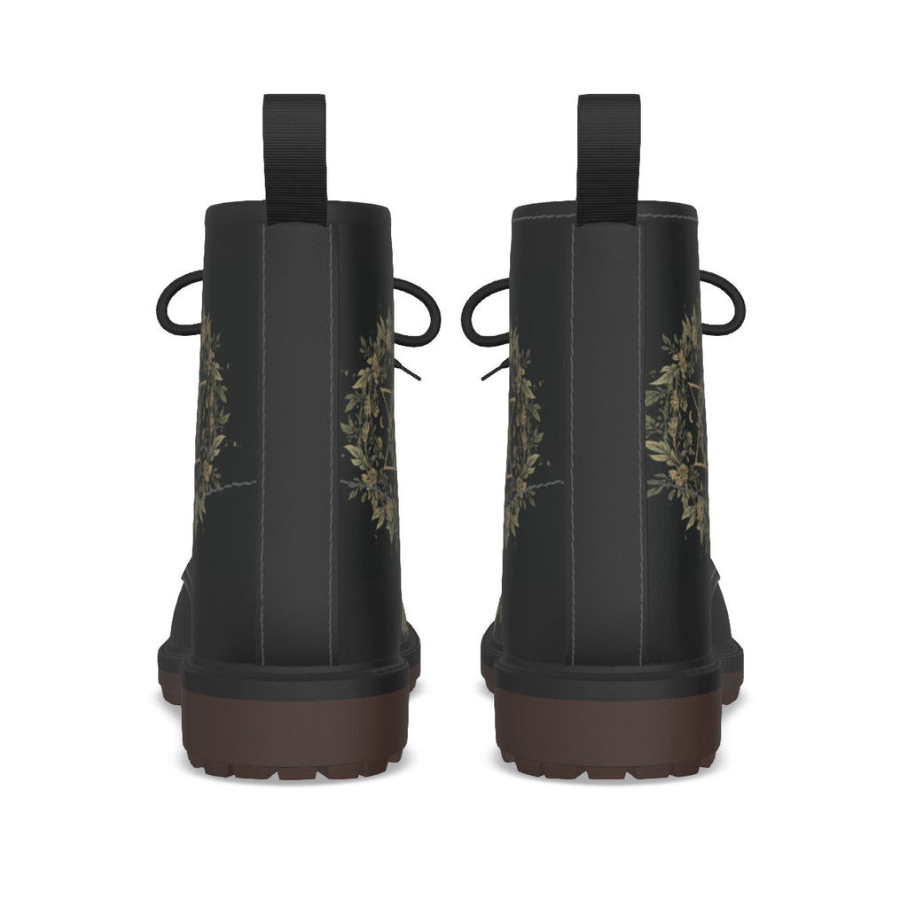 Buty Gotyckie Occult Botanical – Wiccańskie Symbole i Flora | Premium PU Leather | Witchy Alt Fashion