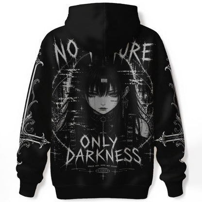 gothic hoodie back view black only darkness y2k harajuku design product