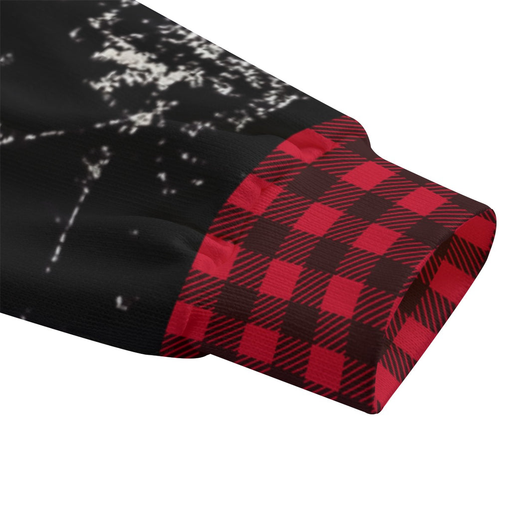 Bluza Oversize Grunge Chaos | Red Tartan Distressed Hoodie