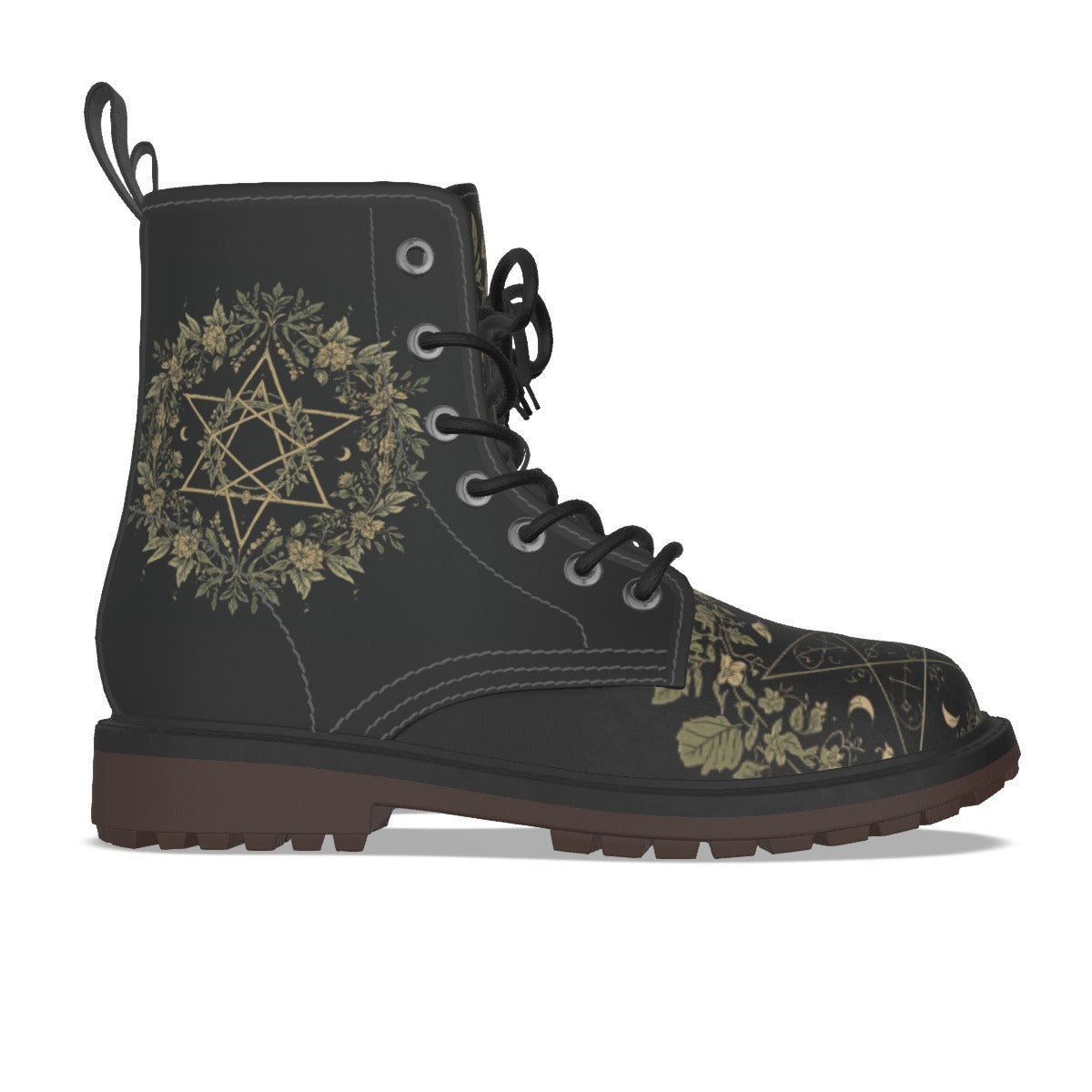 Buty Gotyckie Occult Botanical – Wiccańskie Symbole i Flora | Premium PU Leather | Witchy Alt Fashion