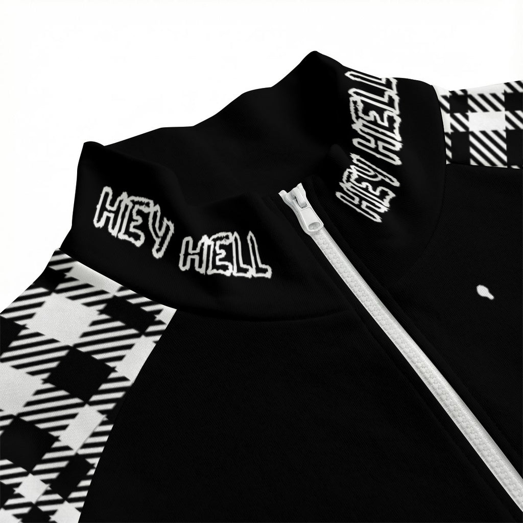 Punkowa Bomberka w Szachownicę Y2K | Kurtka Rozpinana Cyber Gothic Alt Streetwear