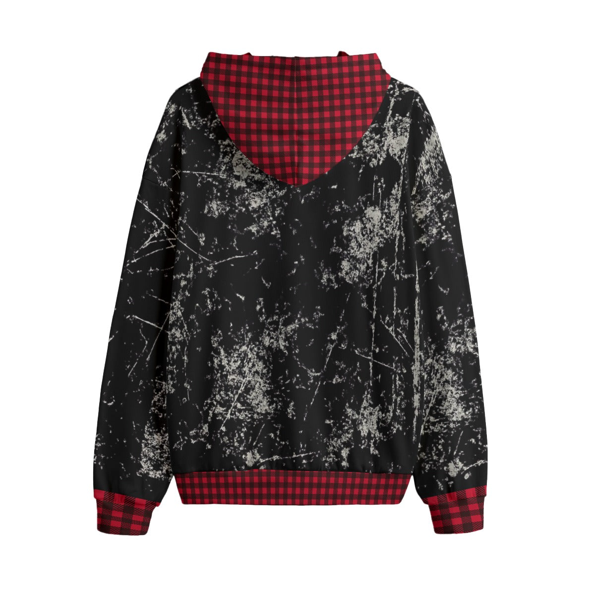 Bluza Oversize Grunge Chaos | Red Tartan Distressed Hoodie