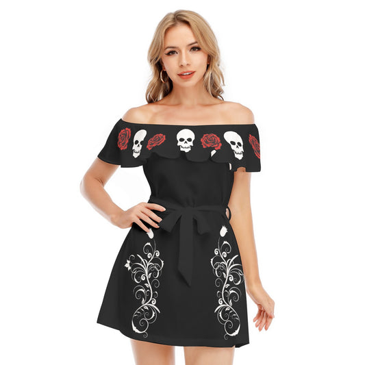 Gotycka Sukienka z odkrytymi ramionami Gothic Rose