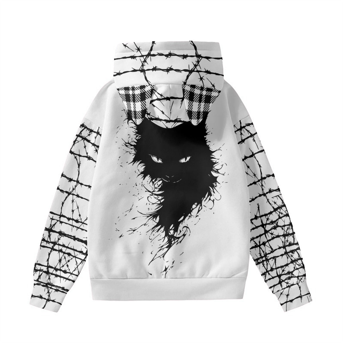 Bluza Damska Grunge Goth z Kocimi Uszami | Anarchy Cat Escape | 230 GSM