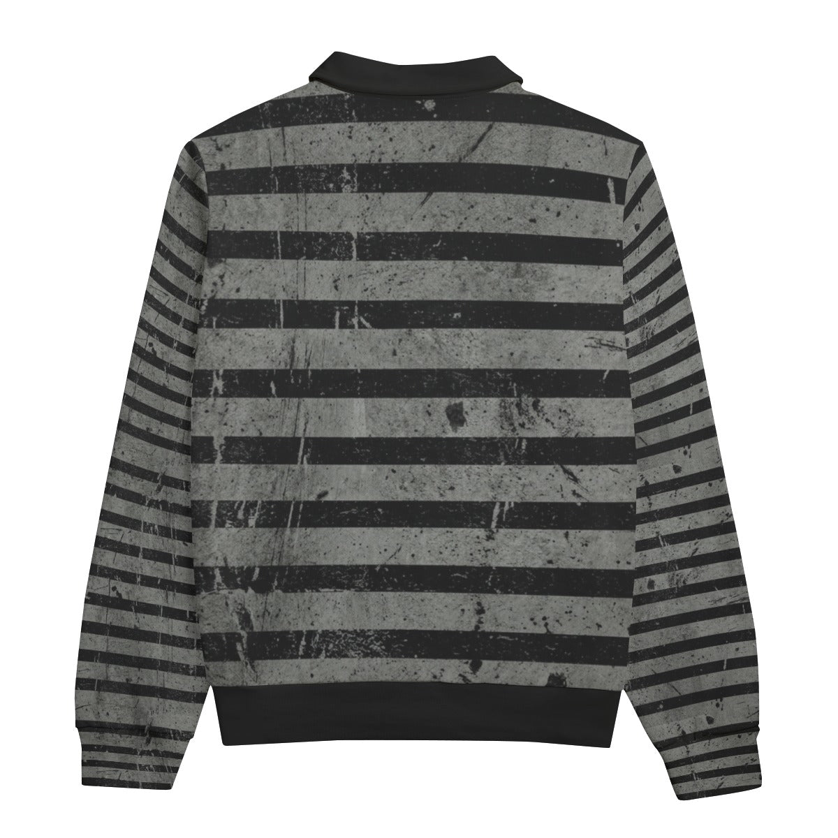 Bluza Grunge w Pasy z Czaszką Half Zip | Vintage Skull 310 GSM