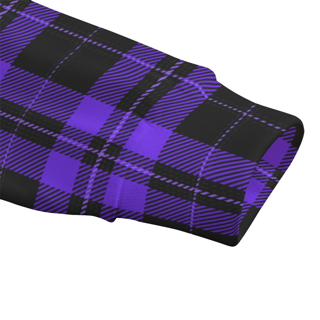 Gotycki Sweter Witchcore Purple Tartan | Midnight Coven | 280 GSM