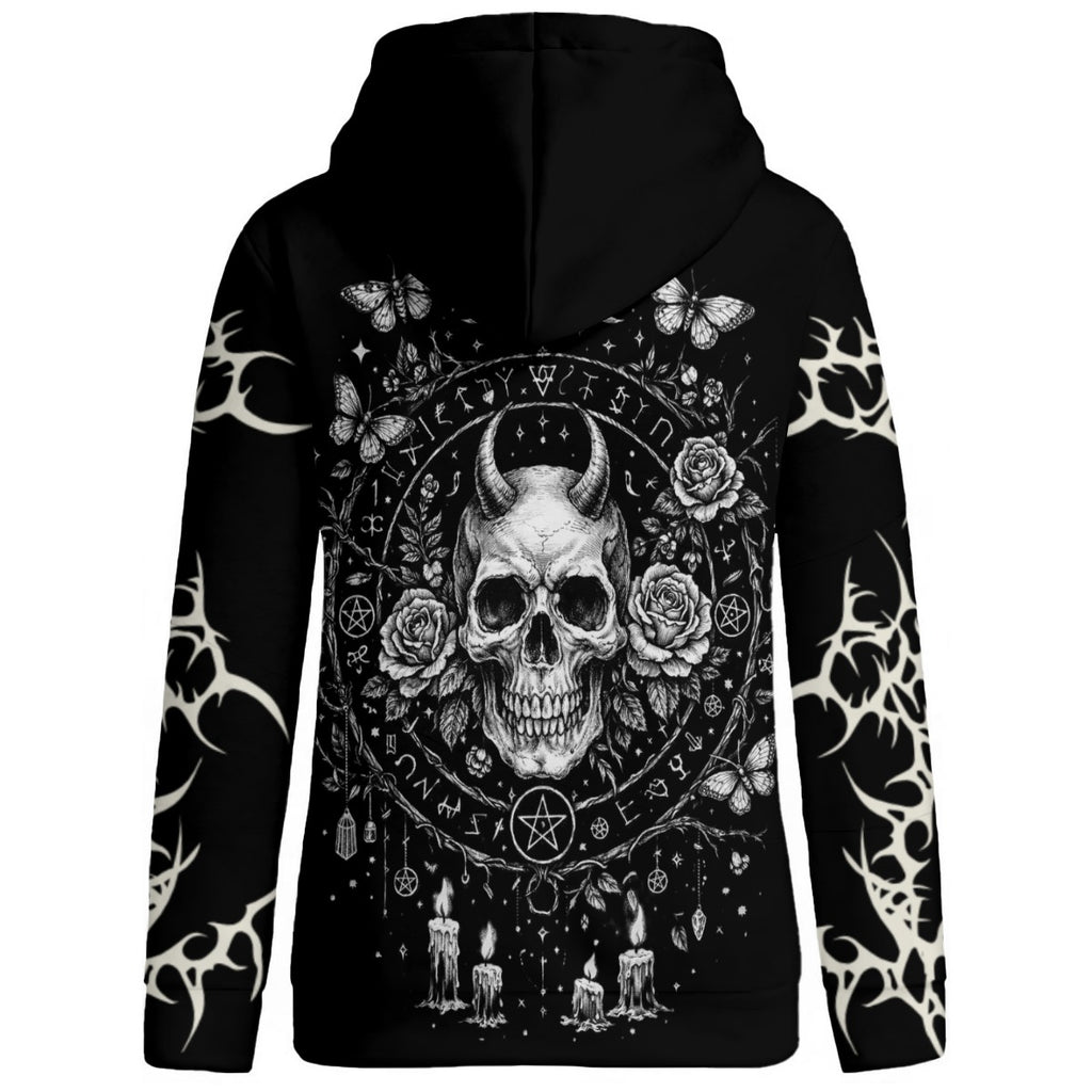 Damska Gotycka Bluza Hoodie Patchworkowa w stylu wiccańskim