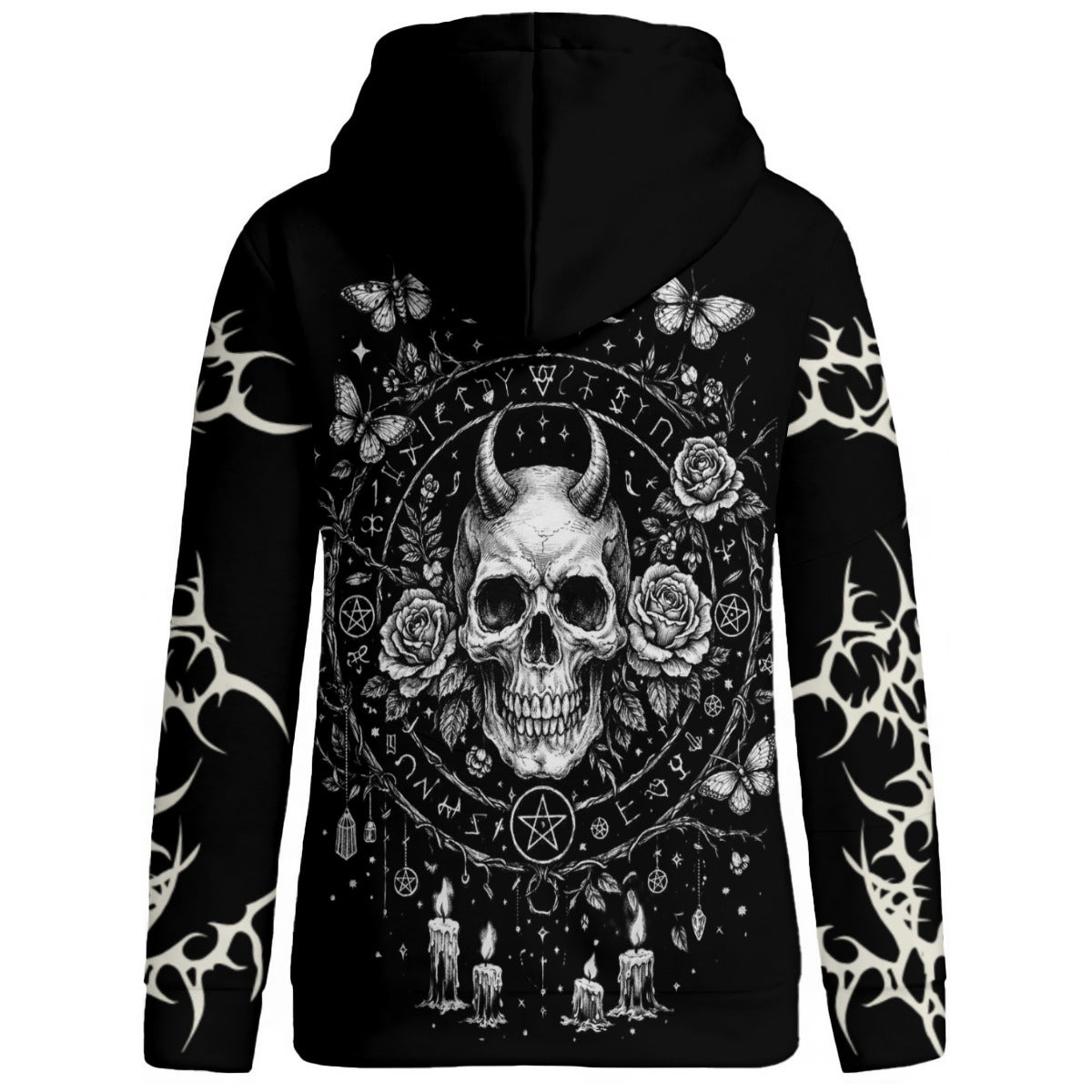 Damska Gotycka Bluza Hoodie Patchworkowa w stylu wiccańskim
