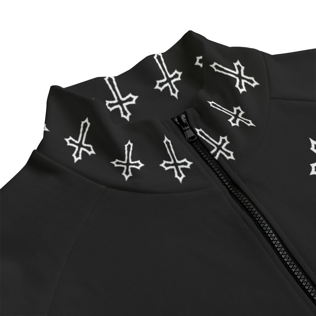 Gotycka Kurtka Bomber Darkwear Premium | Black Cathedral II – Pain Skull Legacy | 100% Bawełna 310 GSM