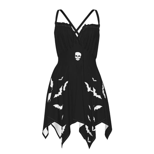 Czarna sukienka gotycka typu slip dress Bat&Skull